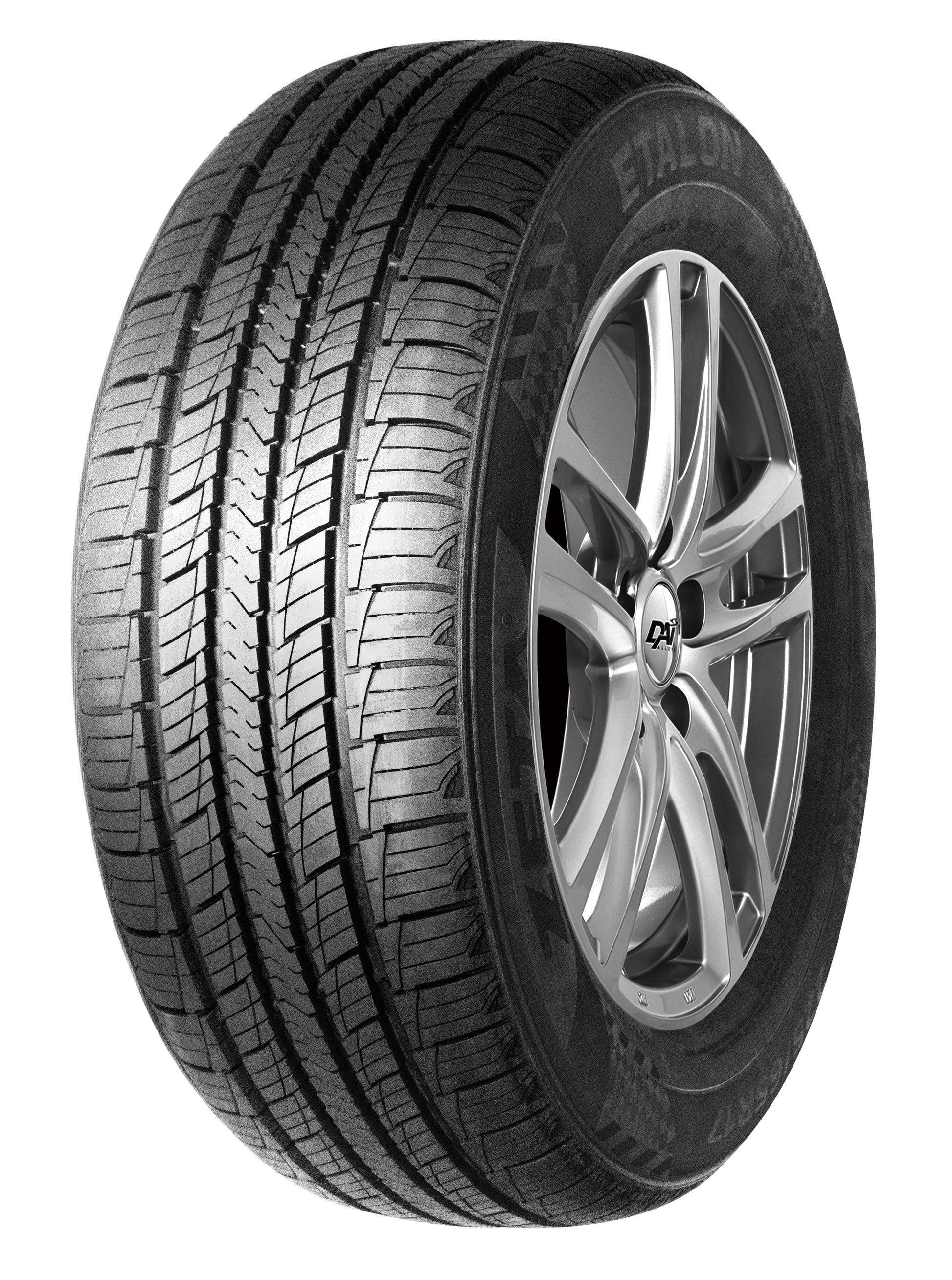 Zeta Etalon 235/75R15 H—left 3/4 on white; BSW ‘ZETA’ with checkered motif; 5-rib tread with zigzag grooves.