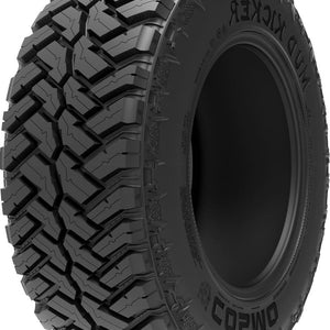 Full right-side view of a Cosmo Mud Kicker 33X12.50R22 mud-terrain tire, highlighting the bold sidewall branding and tall profile for trucks and off-road SUV