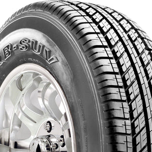 Angled view of Ironman RB-SUV 225/70R16 highway terrain tire showing balanced tread blocks and solid center rib for stability.