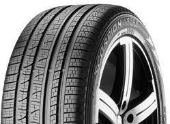 Angled view of Pirelli Scorpion Verde All Season 275/40R22 high-performance SUV tire showing symmetrical tread design and reinforced shoulder blocks.