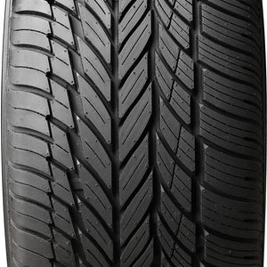 Close-up tread pattern of Vogue Custom Built Radial VIII 235/45R18 tire showing wide circumferential grooves and siping for wet traction and smooth ride performance.
