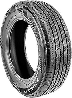 Zeta Etalon 235/75R15 H—left 3/4 on white; BSW ‘ZETA’ with checkered motif; 5-rib tread with zigzag grooves.