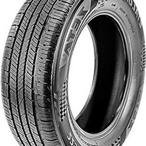 Zeta Etalon 235/75R15 H—right 3/4 angle; BSW sidewall, checkered band; symmetric 5-rib tread with zigzag channels.